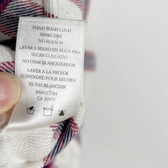 Rails Womens XSmall White Red Plaid Hunter Flannel Button Down Shirt Long Sleeve - Picture 8 of 8